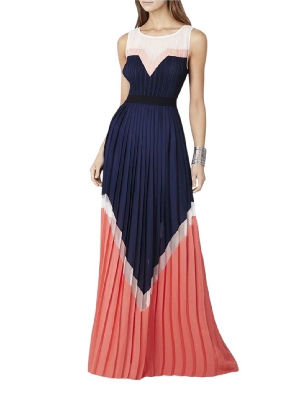 BCBGMaxAzria Kathrine Pleated Maxi Formal Coastal Romantic Chic Wedding Guest 📐L